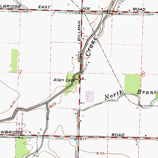 Topographic Map of Allen Cemetery, OH
