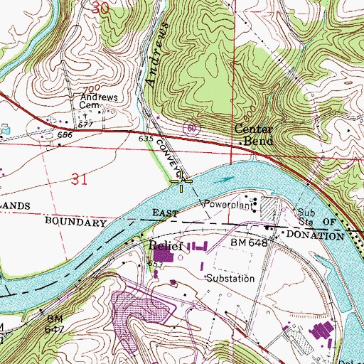Topographic Map of Andrews Run, OH