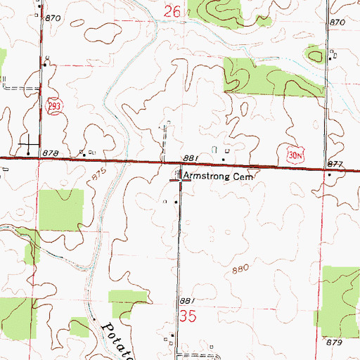 Topographic Map of Armstrong Cemetery, OH