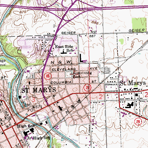 Topographic Map of Armstrong Park, OH