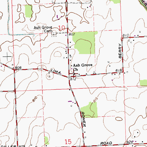 Topographic Map of Ash Grove Church, OH