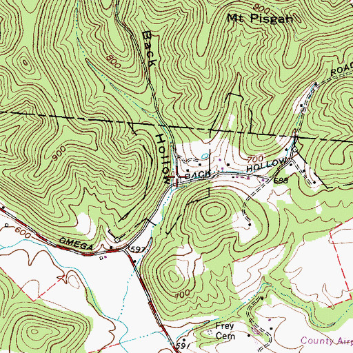 Topographic Map of Back Hollow, OH