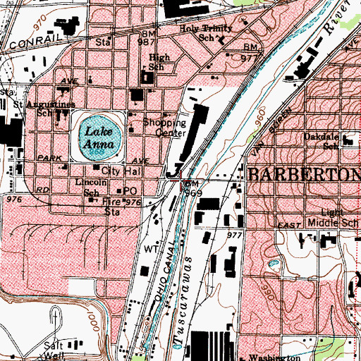 Topographic Map of Barberton, OH