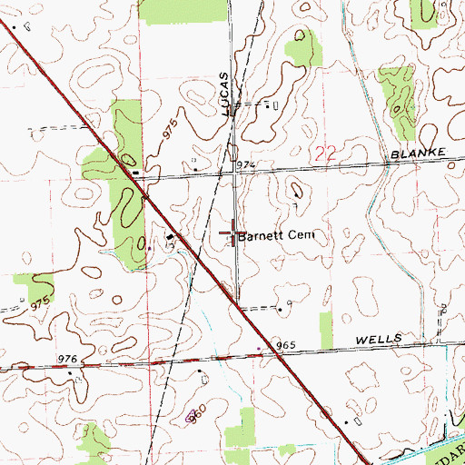 Topographic Map of Barnett Cemetery, OH