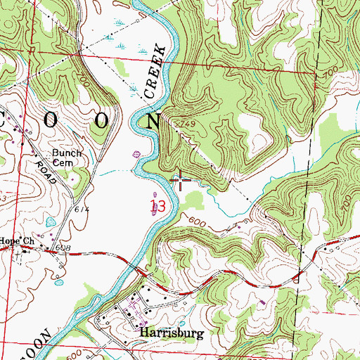 Topographic Map of Barren Creek, OH
