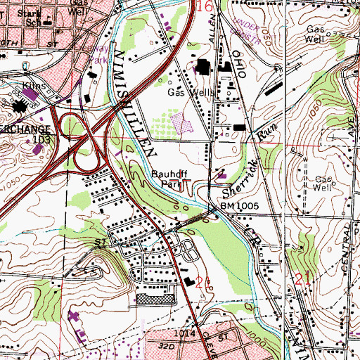 Topographic Map of Bauhoff Park, OH