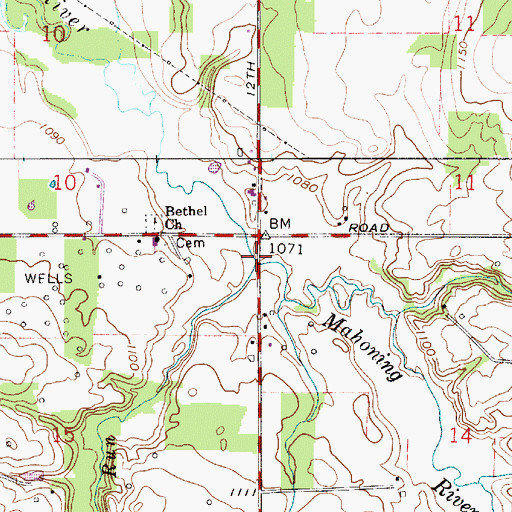 Topographic Map of Beaver Run, OH