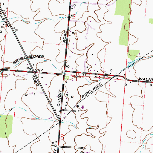 Topographic Map of Bevelheimer Ditch, OH