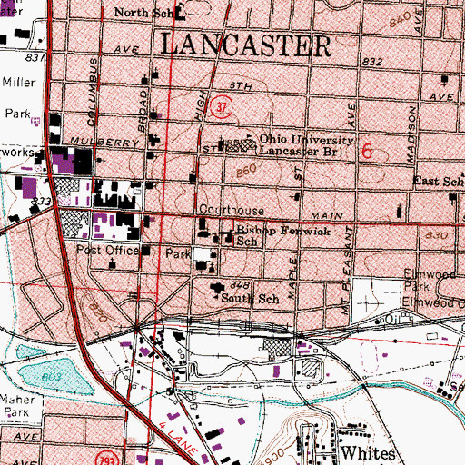 Topographic Map of Bishop Fenwick High School (historical), OH