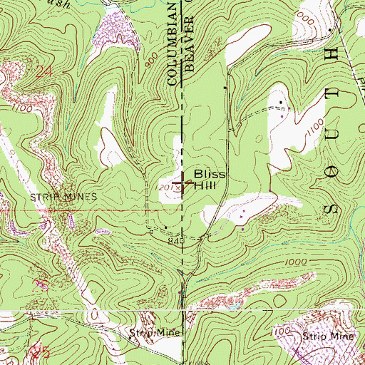 Topographic Map of Bliss Hill, OH