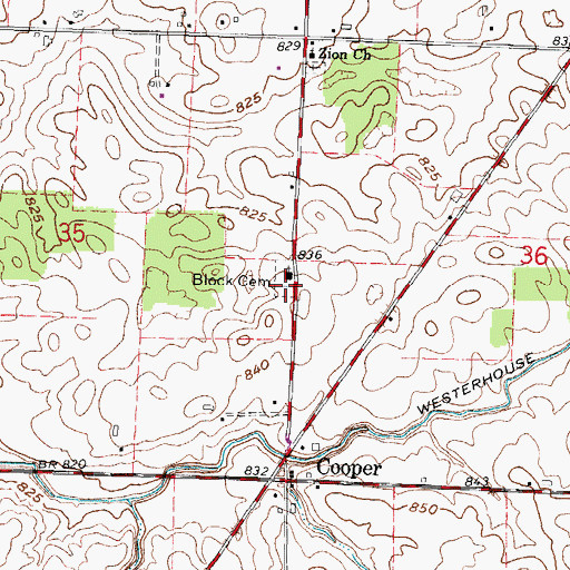 Topographic Map of Block Cemetery, OH