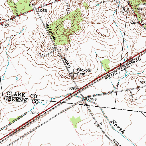 Topographic Map of Bloxom Cemetery, OH