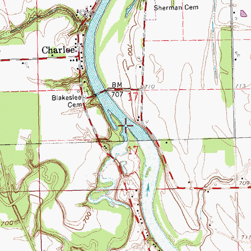 Topographic Map of Blue Creek, OH