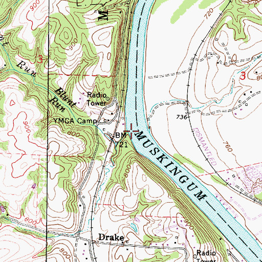Topographic Map of Blunt Run, OH