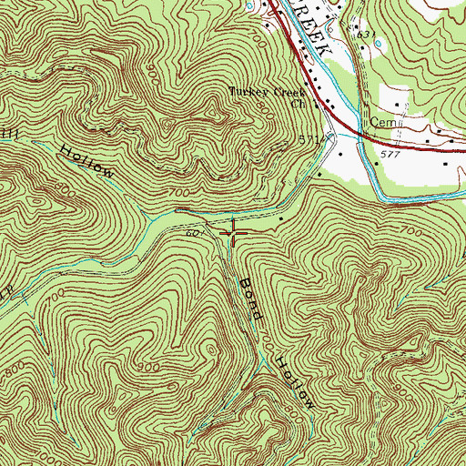 Topographic Map of Bond Hollow, OH