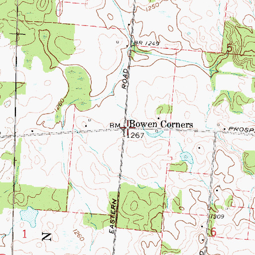 Topographic Map of Bowen Corners, OH
