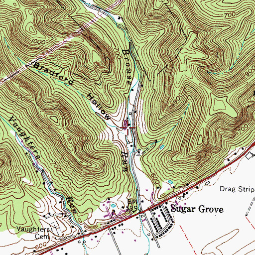 Topographic Map of Bradford Hollow, OH