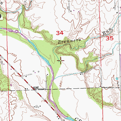 Topographic Map of Brenners Run, OH