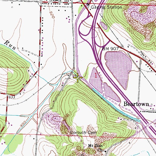 Topographic Map of Broad Run, OH