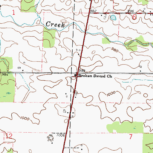 Topographic Map of Broken Sword Church, OH