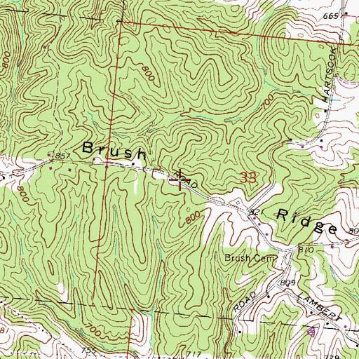 Topographic Map of Brush Ridge, OH