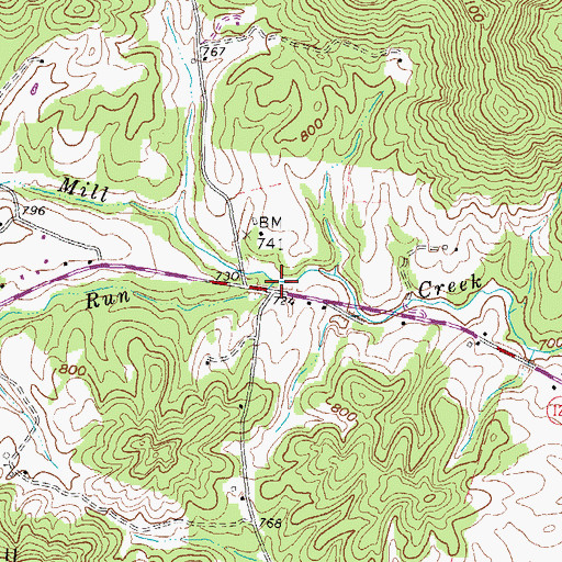 Topographic Map of Burr Run, OH