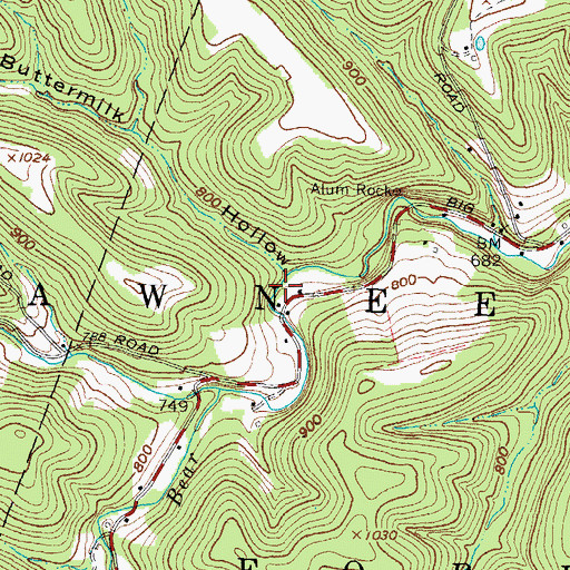 Topographic Map of Buttermilk Hollow, OH
