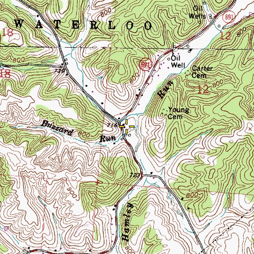 Topographic Map of Buzzard Run, OH