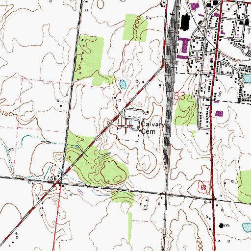 Topographic Map of Calvary Cemetery, OH
