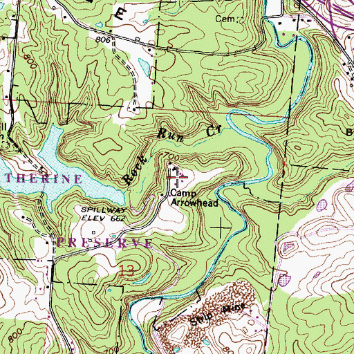 Topographic Map of Camp Arrowhead, OH