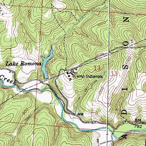 Topographic Map of Camp Indianola, OH