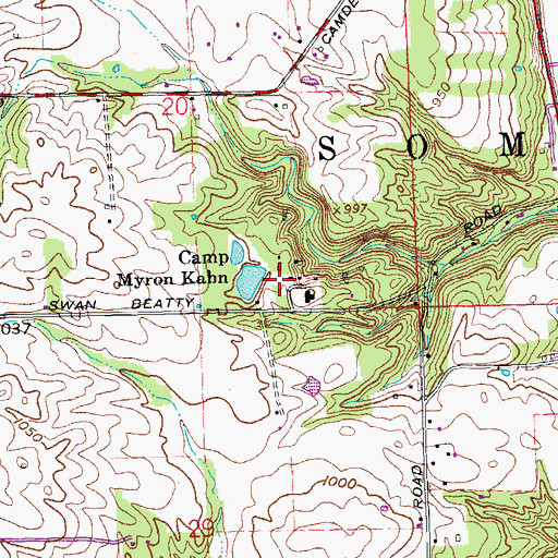 Topographic Map of Camp Myron Kahn, OH