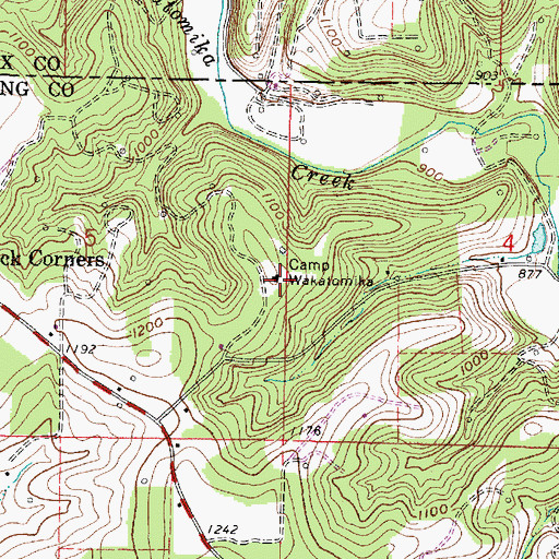 Topographic Map of Camp Wakatomika, OH
