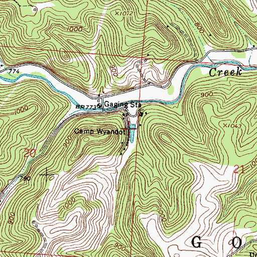Topographic Map of Camp Wyandot, OH