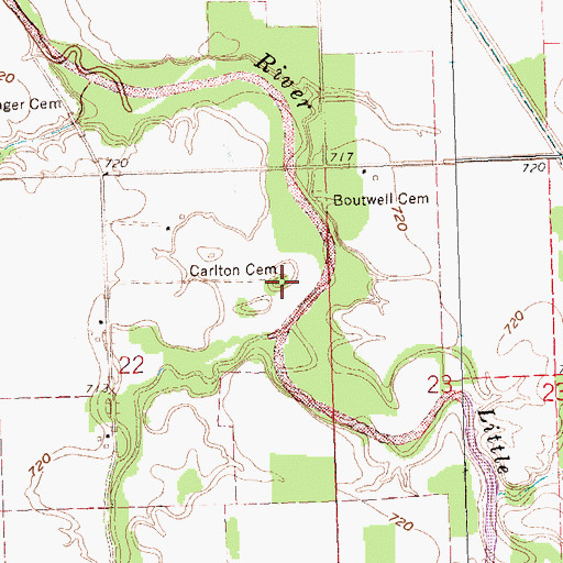Topographic Map of Carlton Cemetery, OH