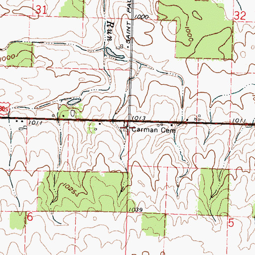 Topographic Map of Carman Cemetery, OH