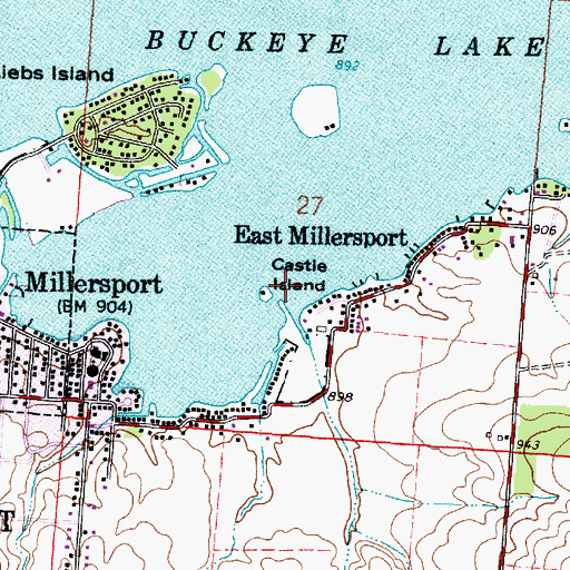 Topographic Map of Castle Island, OH