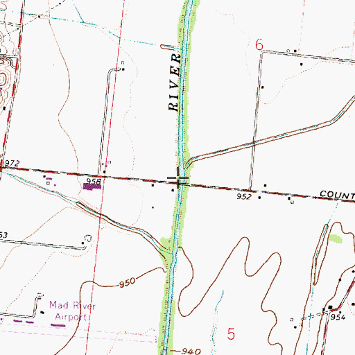 Topographic Map of Cedar Run, OH