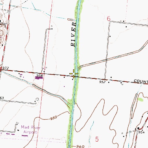 Topographic Map of Cedar Run, OH