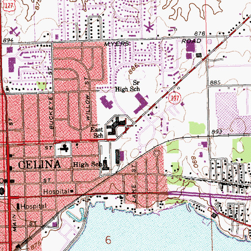 Topographic Map of Celina School, OH