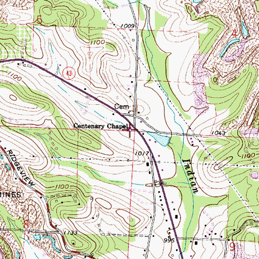 Topographic Map of Centenary Chapel, OH