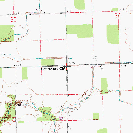 Topographic Map of Centenary Church, OH