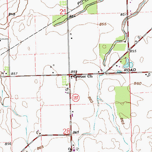 Topographic Map of Center Church, OH