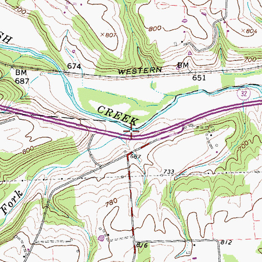 Topographic Map of Cherry Fork, OH