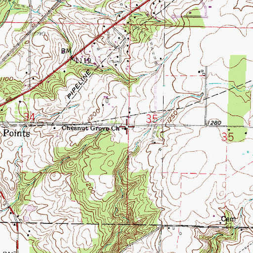Topographic Map of Chestnut Grove Church, OH