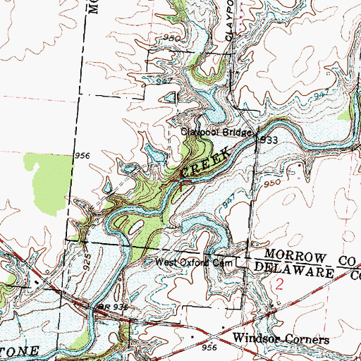 Topographic Map of Claypool Run, OH