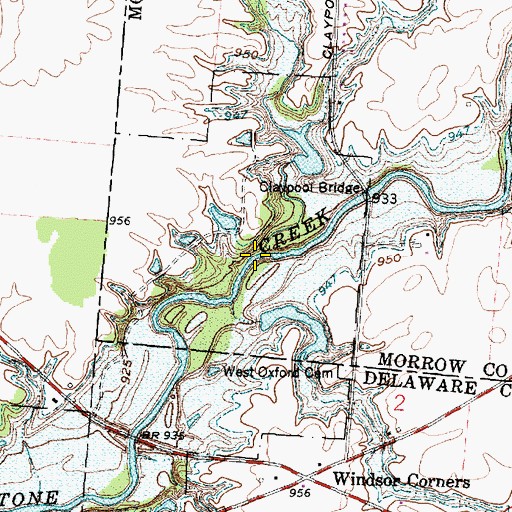 Topographic Map of Claypool Run, OH