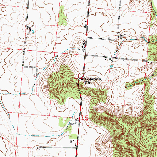 Topographic Map of Colerain Church, OH