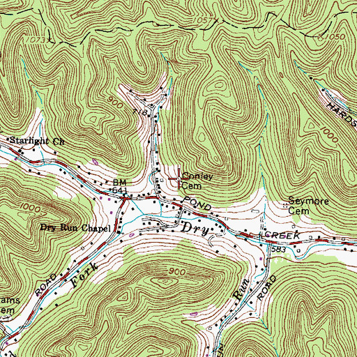 Topographic Map of Conley Cemetery, OH