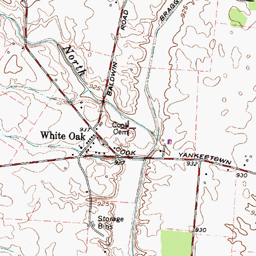 Topographic Map of Cook Cemetery, OH